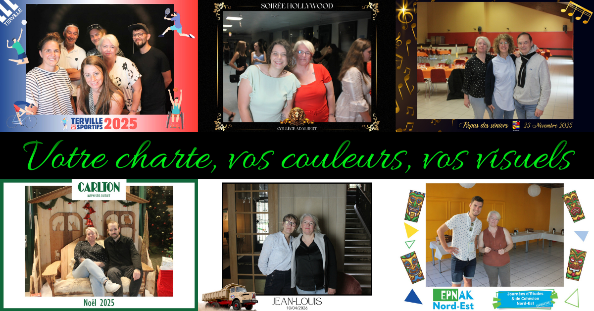 Designs personnalisés pour photobooth entreprise, association, mairie et collectivité en Moselle